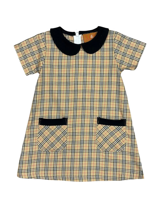 Aubrey Dress Tan and Black Plaid