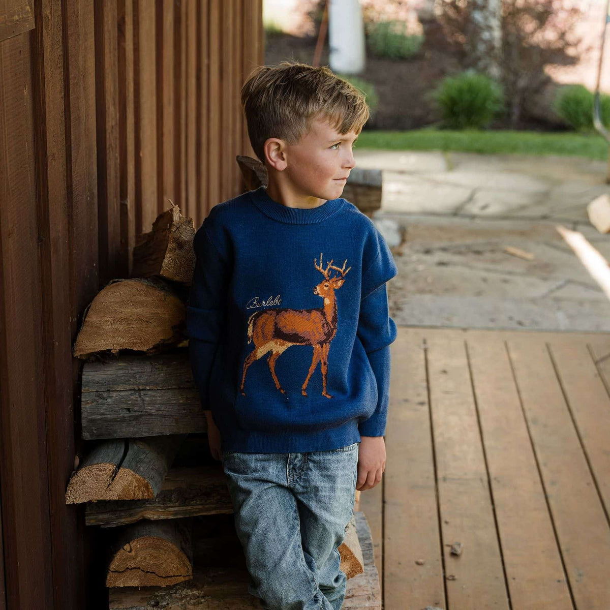 Cabin Sweater-Navy Deer