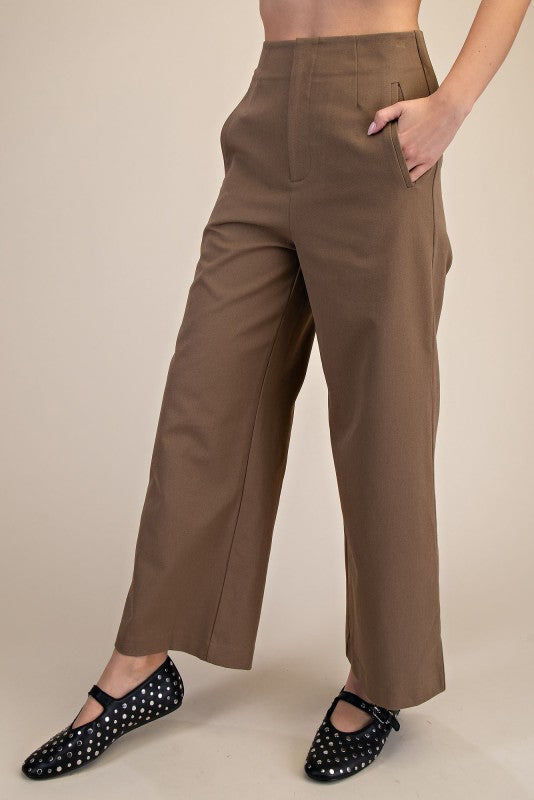 High Waist Wide Leg Pant - Mocha