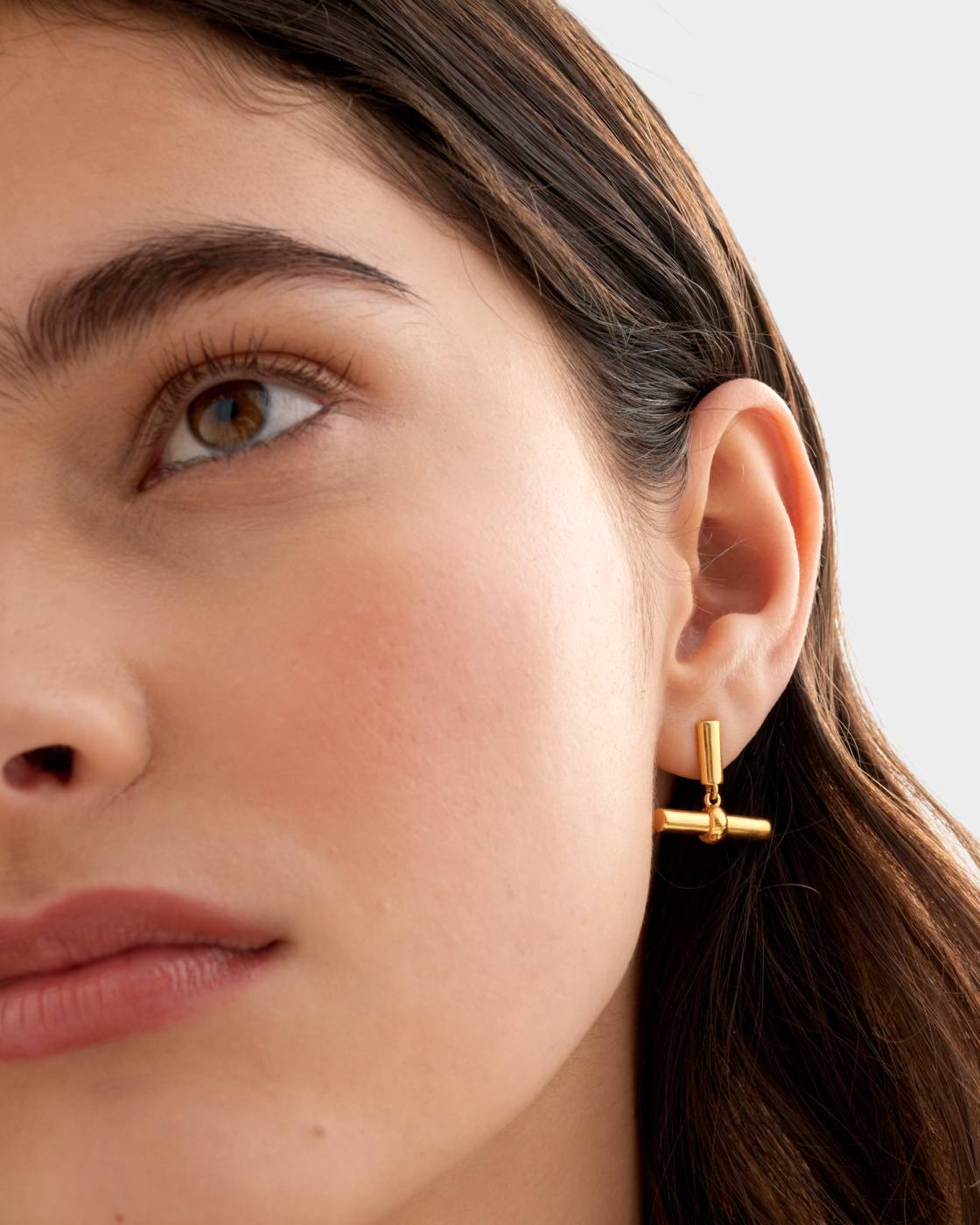 Themis Waterproof Gold T-Bar Earrings