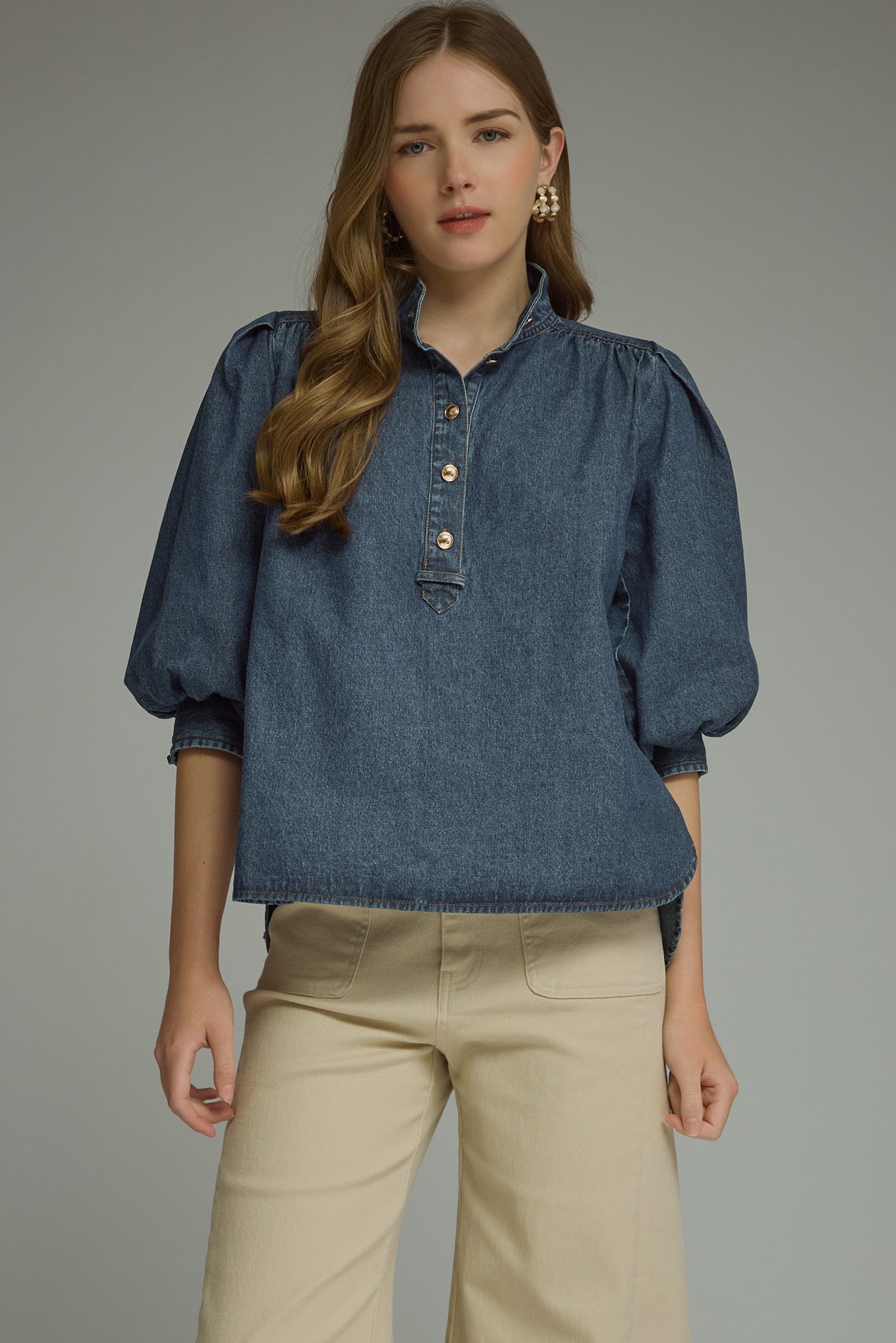 Denim Sleeve Tie Top