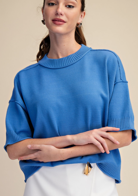 Crew Neck Blue Sweater