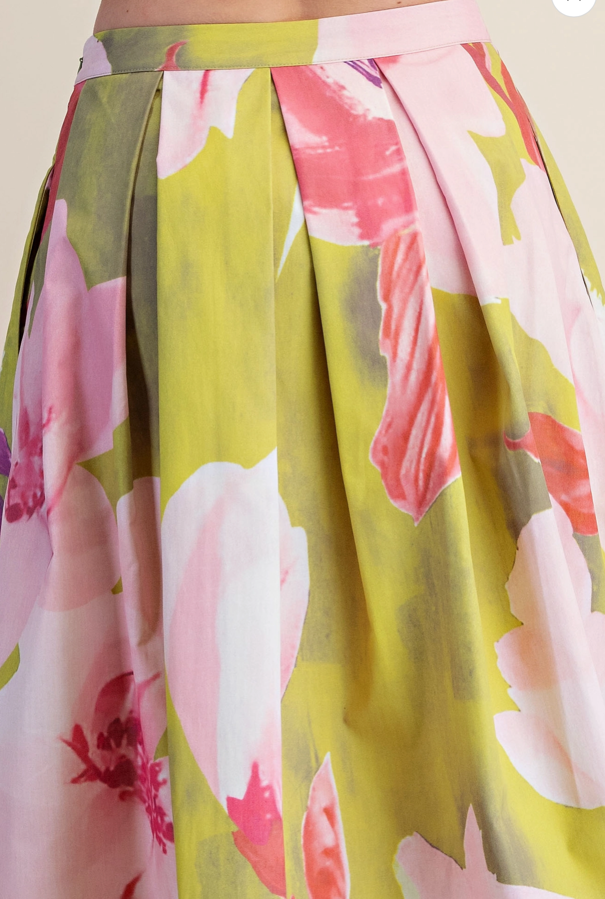 Pleated Flare Midi Skirt