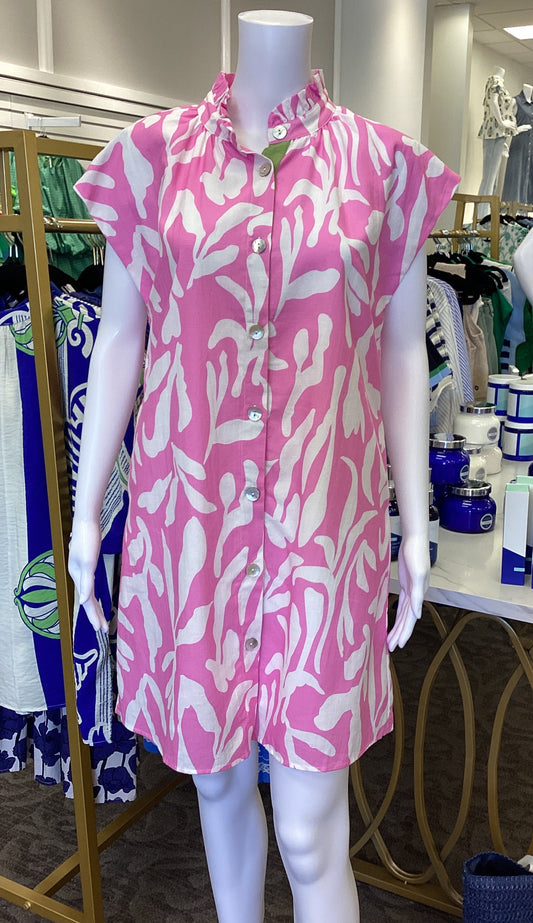 Pink Short Sleeve Pattern Detail Dress