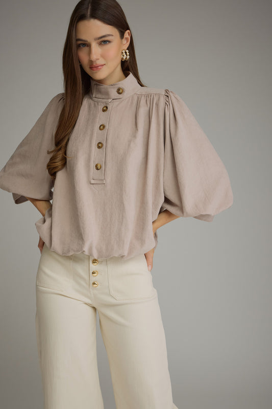 Balloon Sleeve Top - Taupe