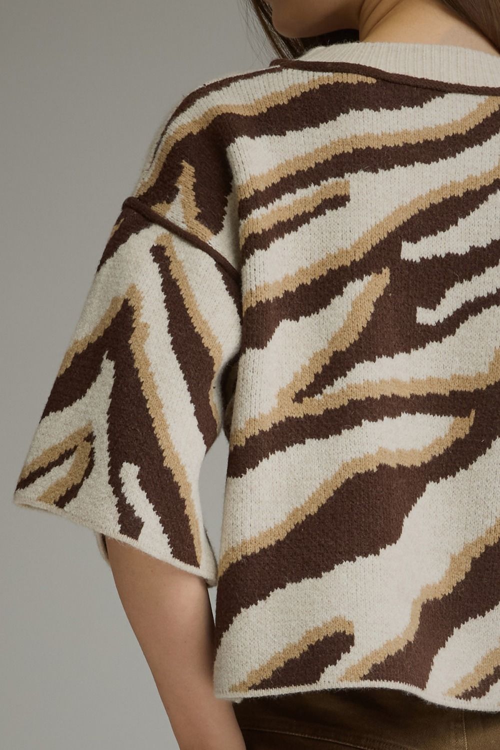 Zebra Knit Top - Oatmeal