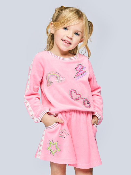 Rhinestone Detail Pink Velour Set