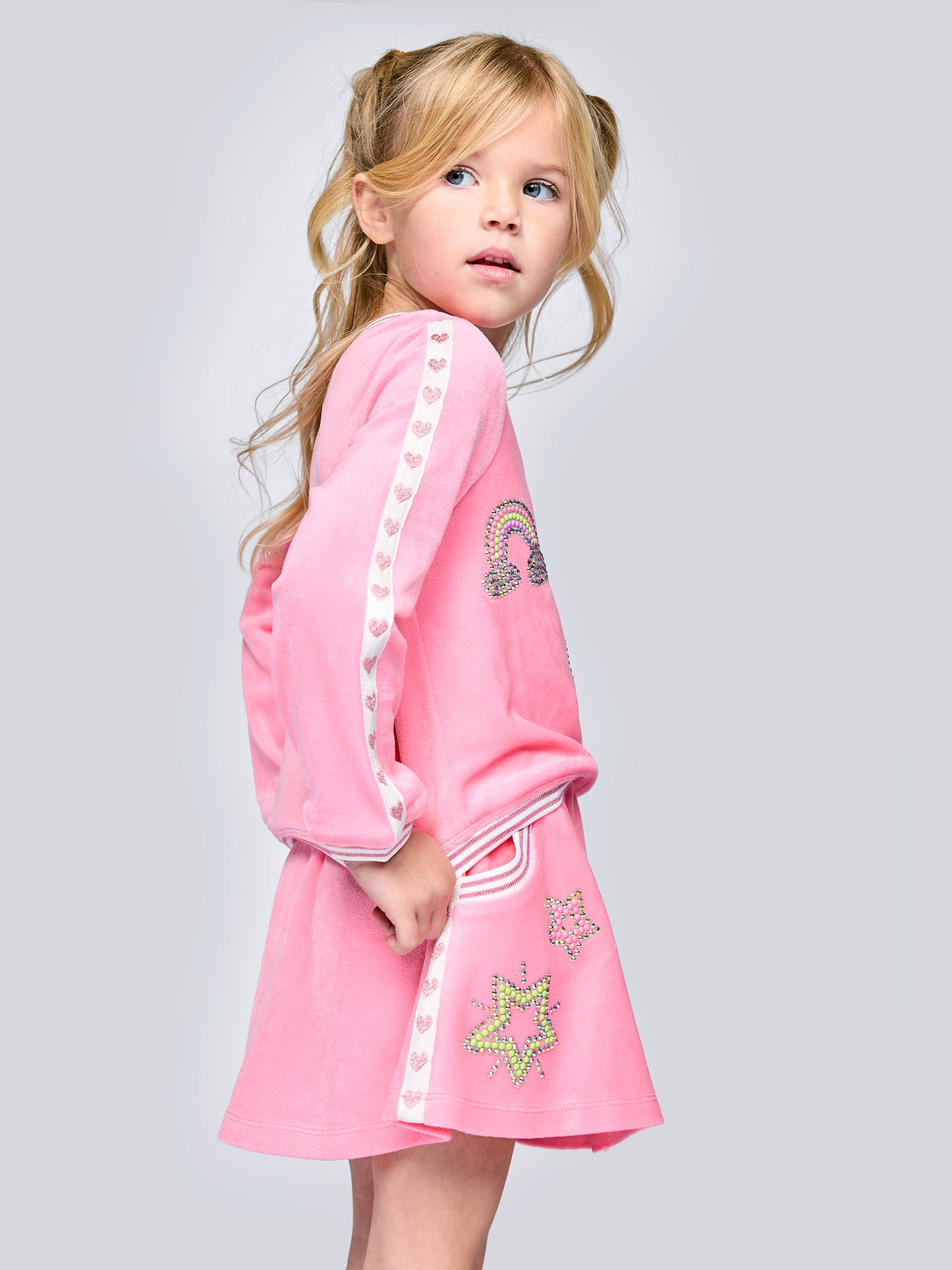 Rhinestone Detail Pink Velour Set