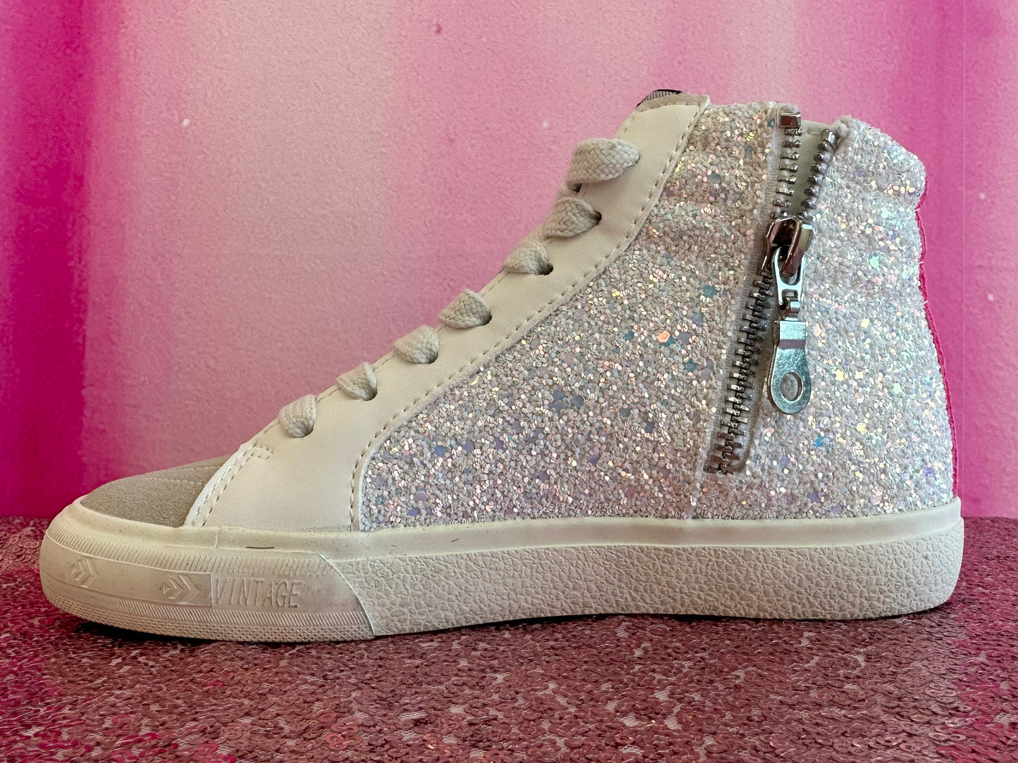 Glitter Pink Multi High Top