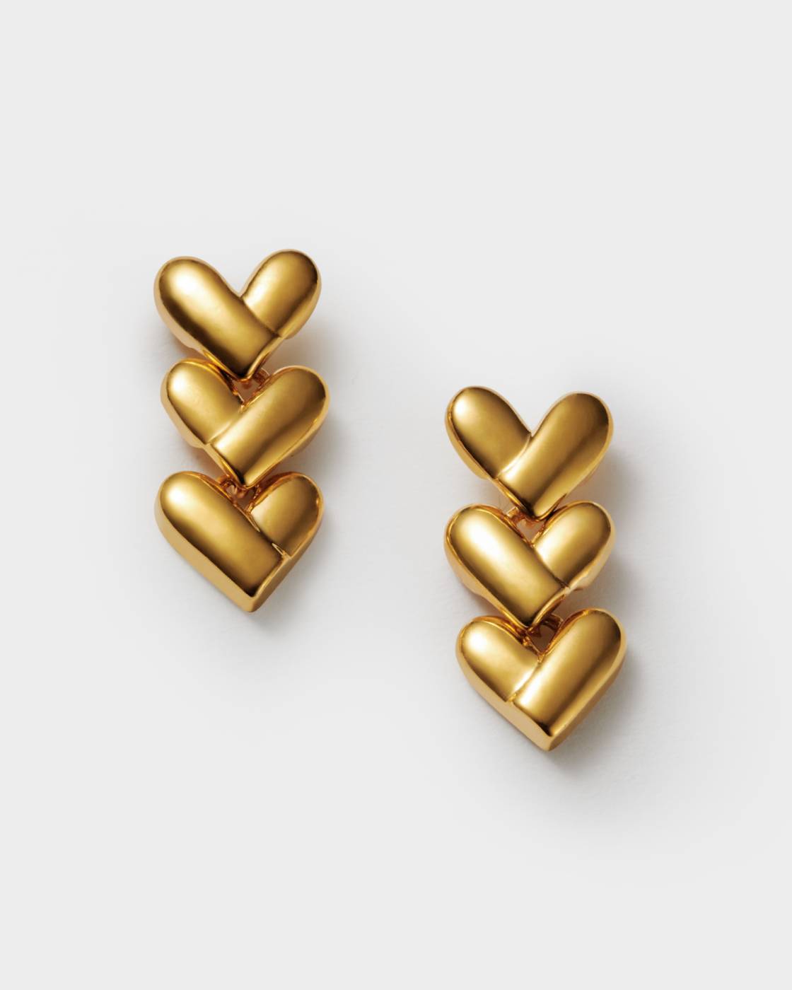 Heart Link Waterproof Gold Earrings