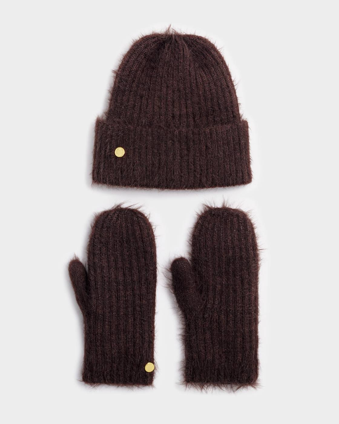 Gift Box Hat And Mitten Set - Chocolate