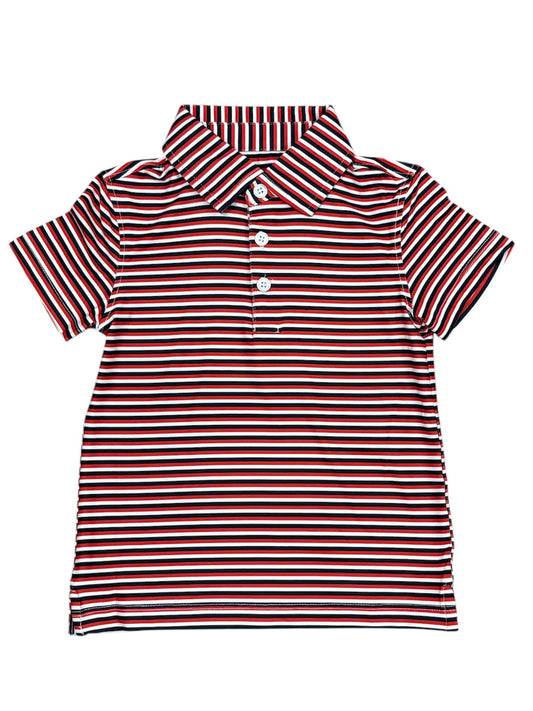 Red/Black/White Stripe Polo