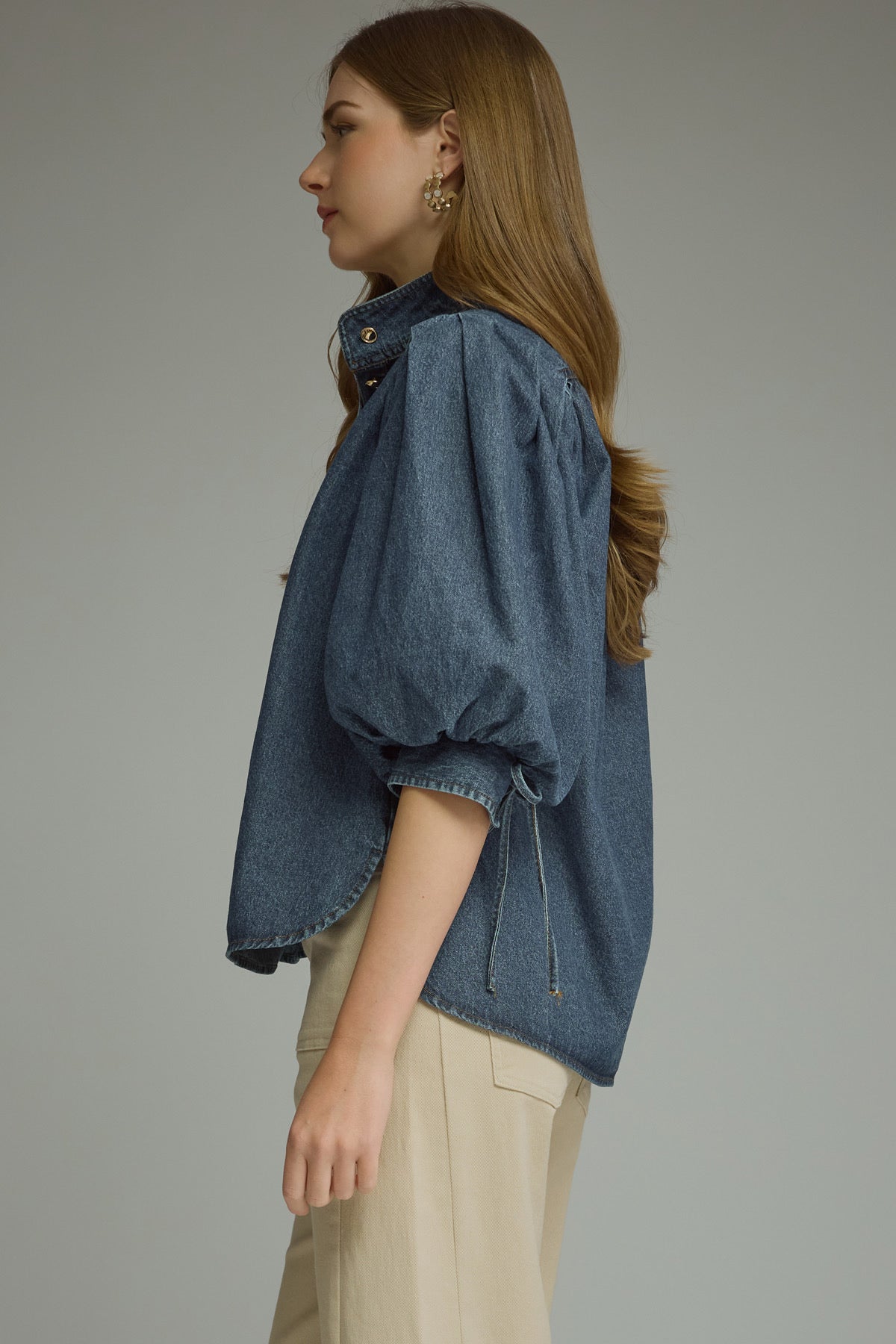 Denim Sleeve Tie Top