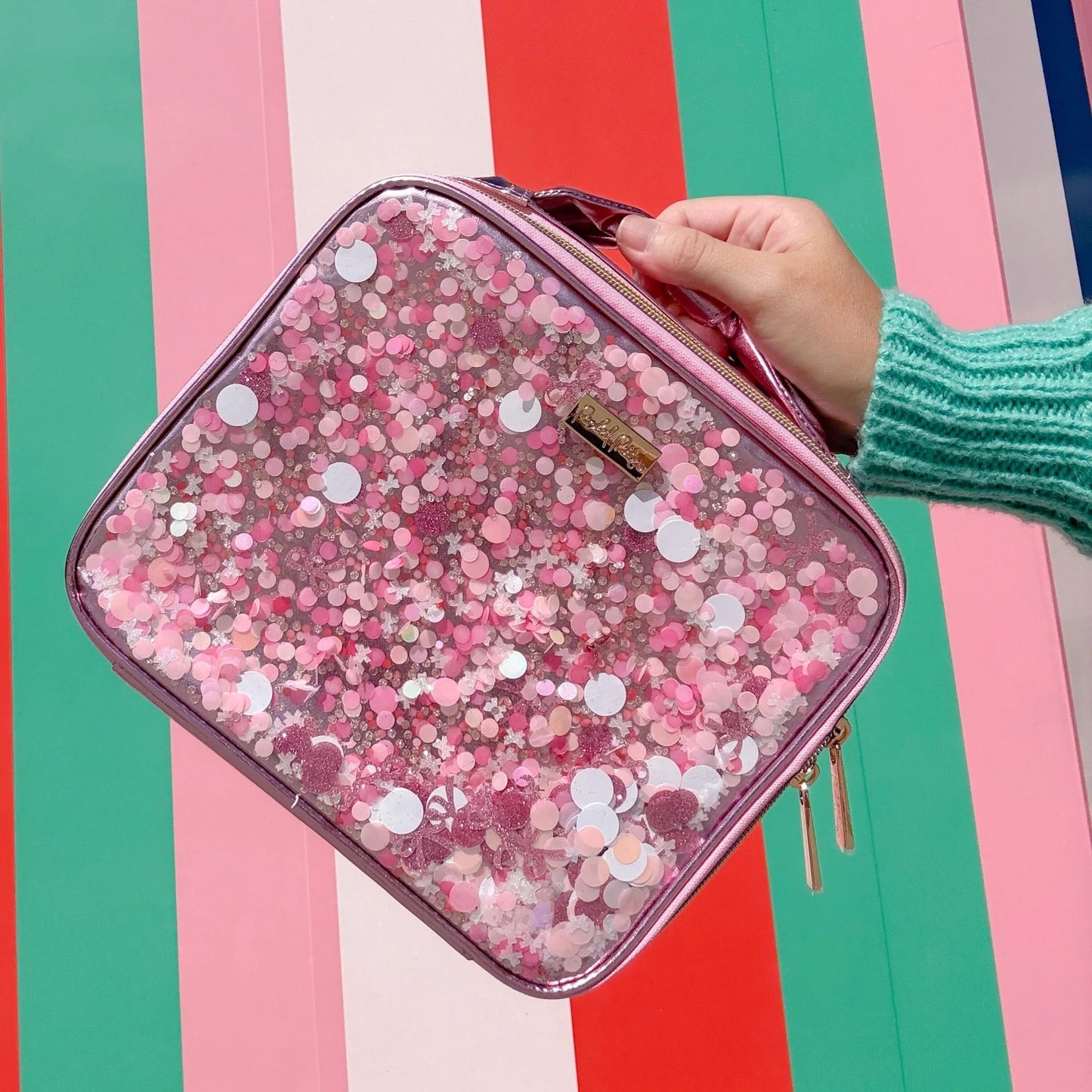 Pink Bow Confetti Insulated Lunch Box