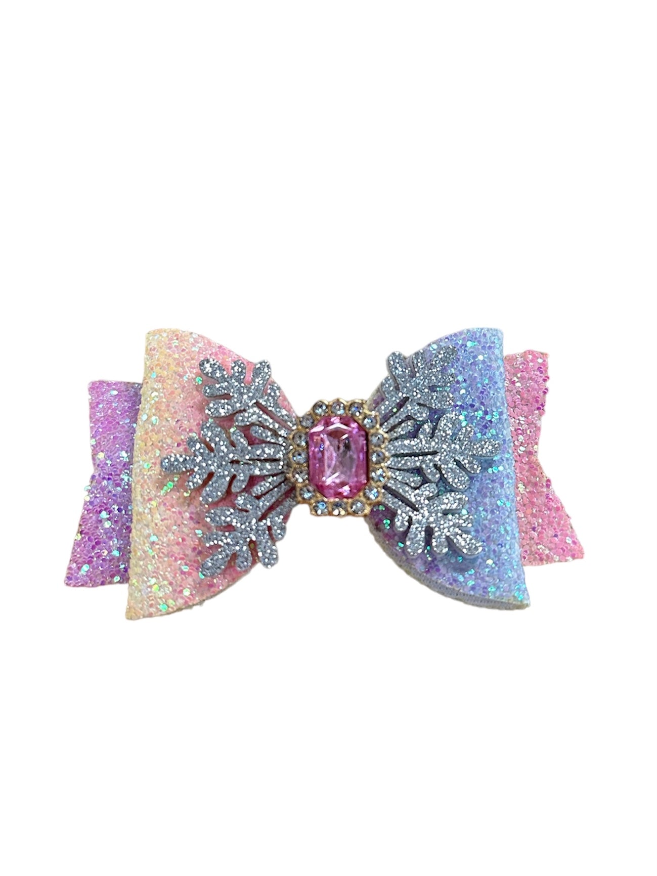 Pastel Snowflake Bow Clip