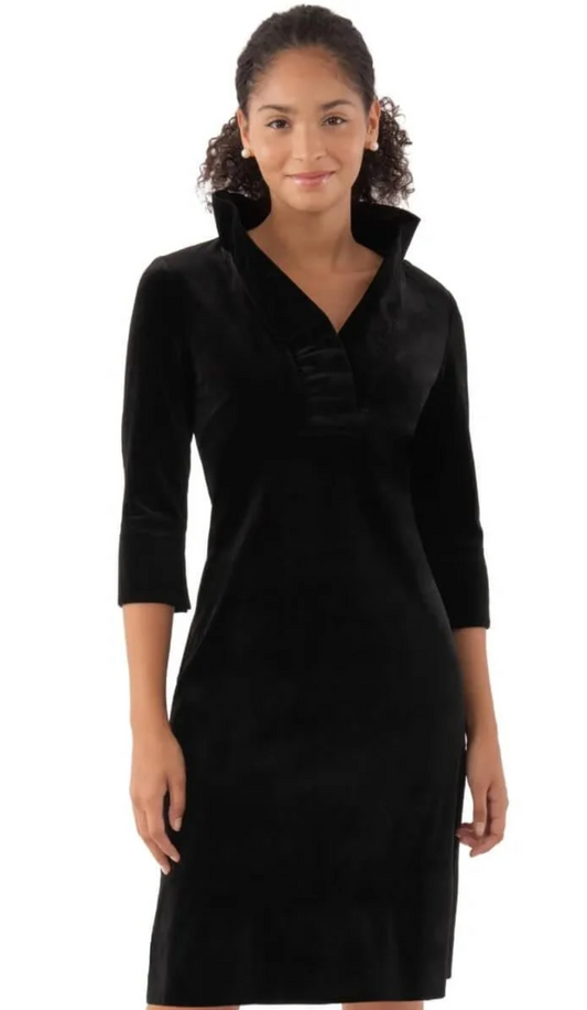 Ruffleneck Velvet Dress
