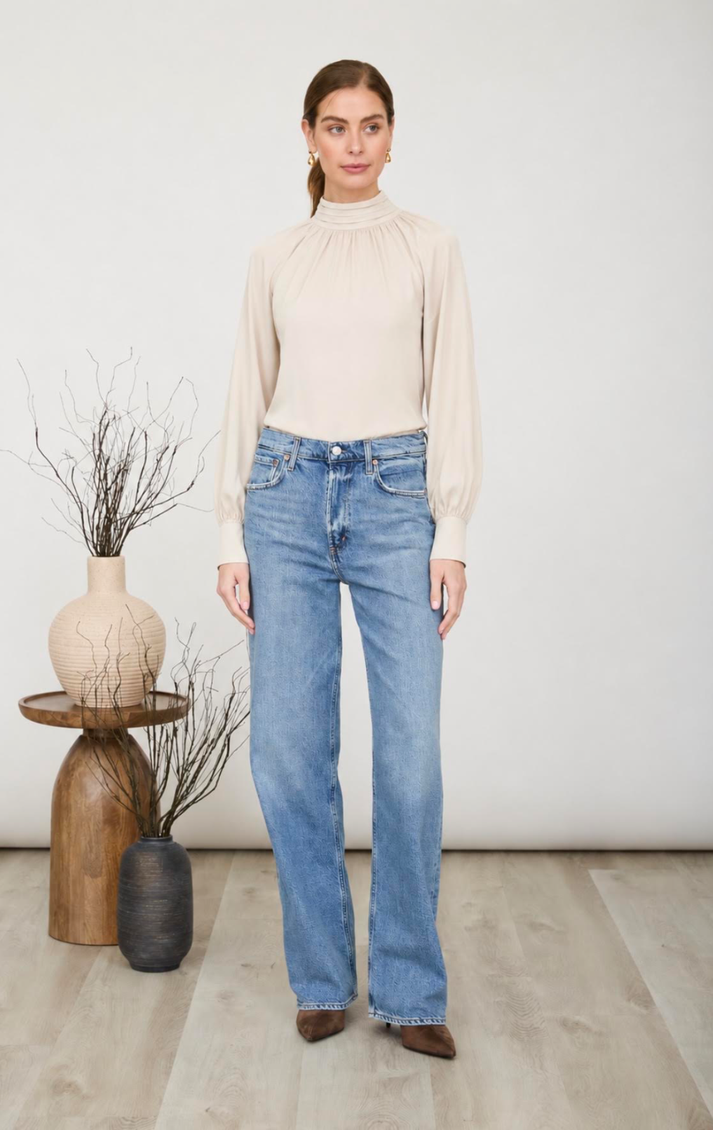 Turtle Neck Long Sleeve Top - Sand