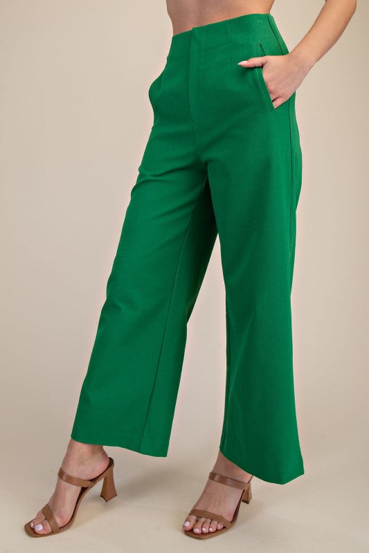 High Waist Wide Leg Pant - Green