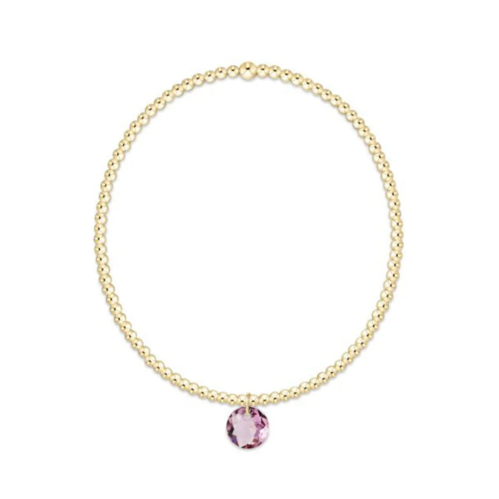 Classic Gold 2mm Bracelet - Reflection Small Charm February