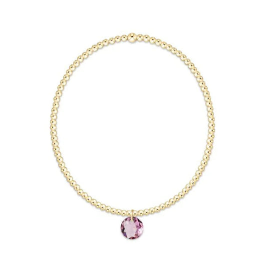 Classic Gold 2mm Bracelet - Reflection Small Charm February