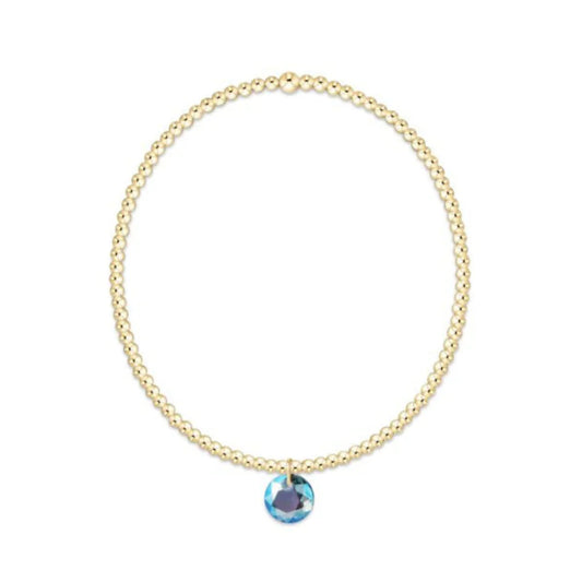 Classic Gold 2mm Bracelet - Reflection Small Charm March