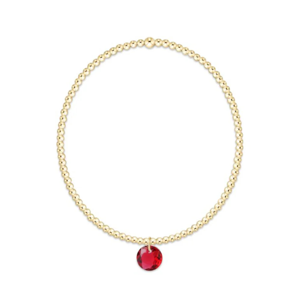 Classic Gold 2mm Bracelet - Reflection Small Charm July