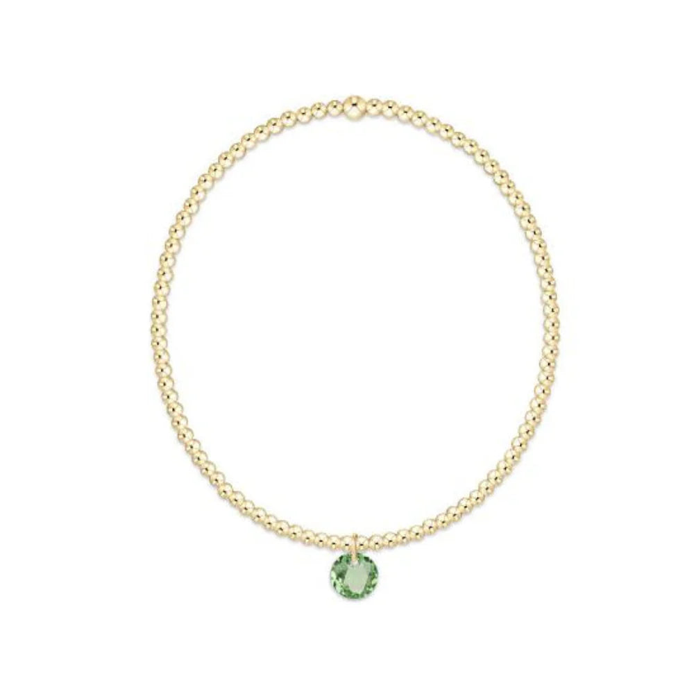 Classic Gold 2mm Bracelet - Reflection Small Charm August