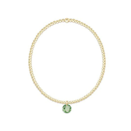 Classic Gold 2mm Bracelet - Reflection Small Charm August