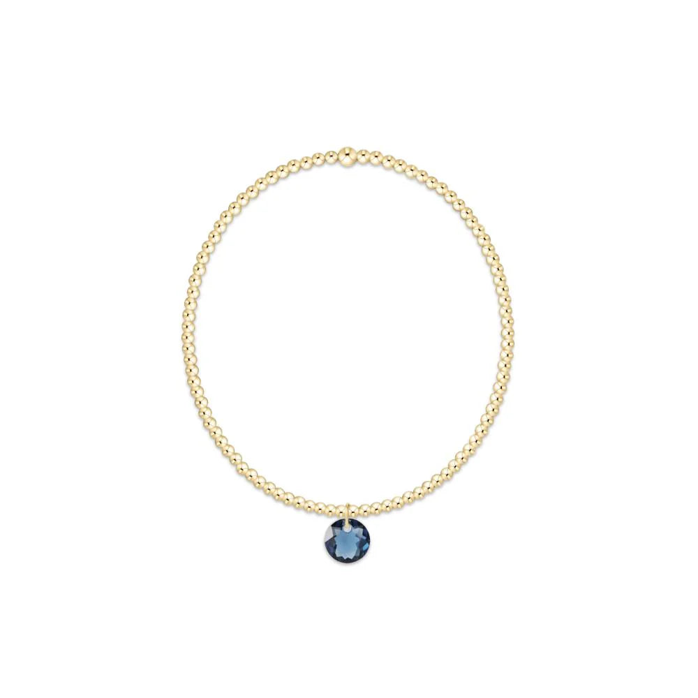 Classic Gold 2mm Bracelet - Reflection Small Charm September