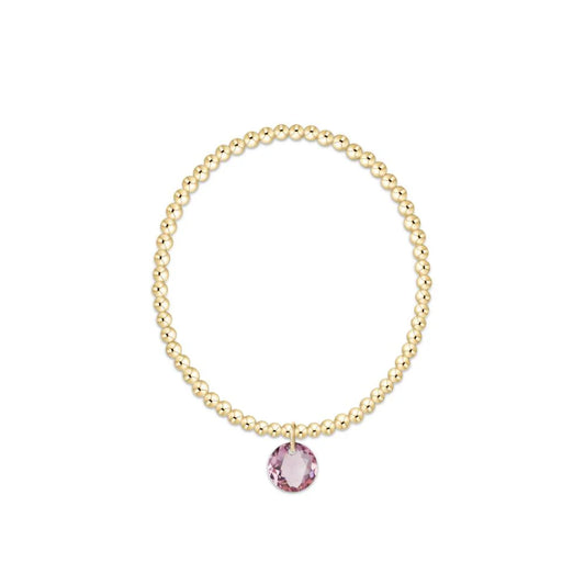 Classic Gold 3mm Bracelet - Reflection Charm February