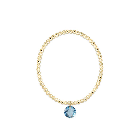 Classic Gold 3mm Bracelet - Reflection Charm March