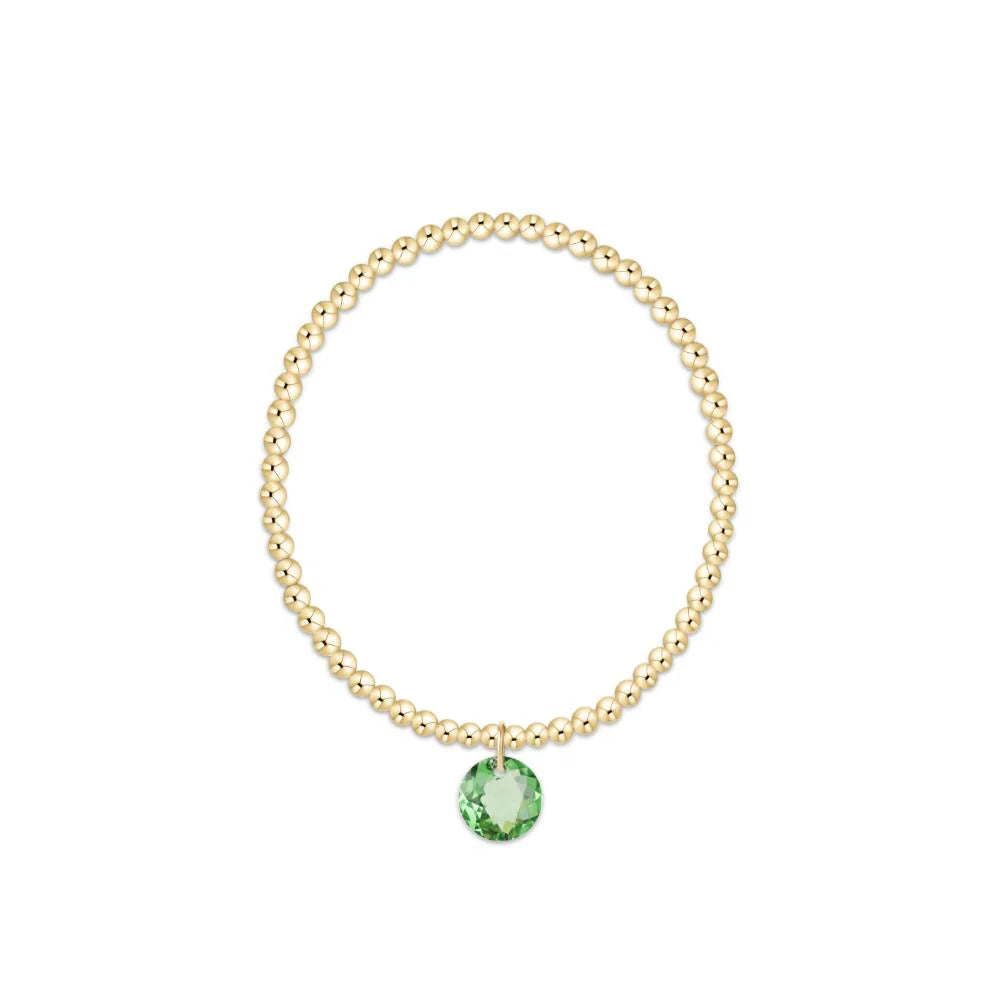 Classic Gold 3mm Bracelet - Reflection Charm August