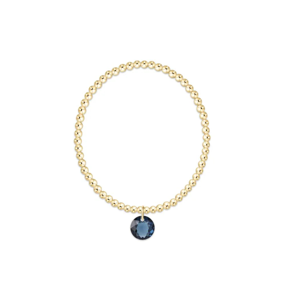 Classic Gold 3mm Bracelet - Reflection Charm September