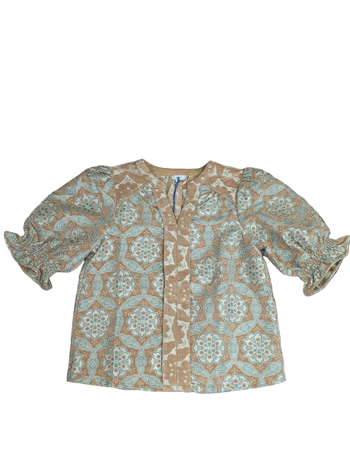 Taupe Velvet Jacquard Top