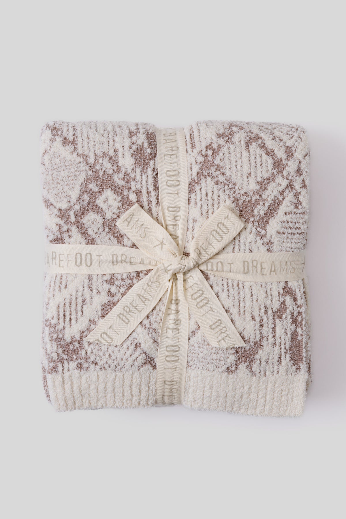 CC Cotton Graphic Texture Throw - Cream/Taupe