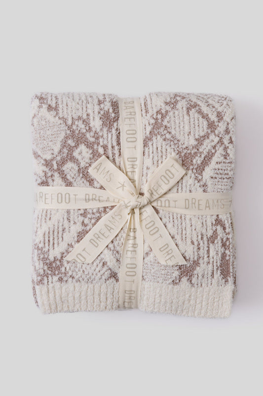 CC Cotton Graphic Texture Throw - Cream/Taupe
