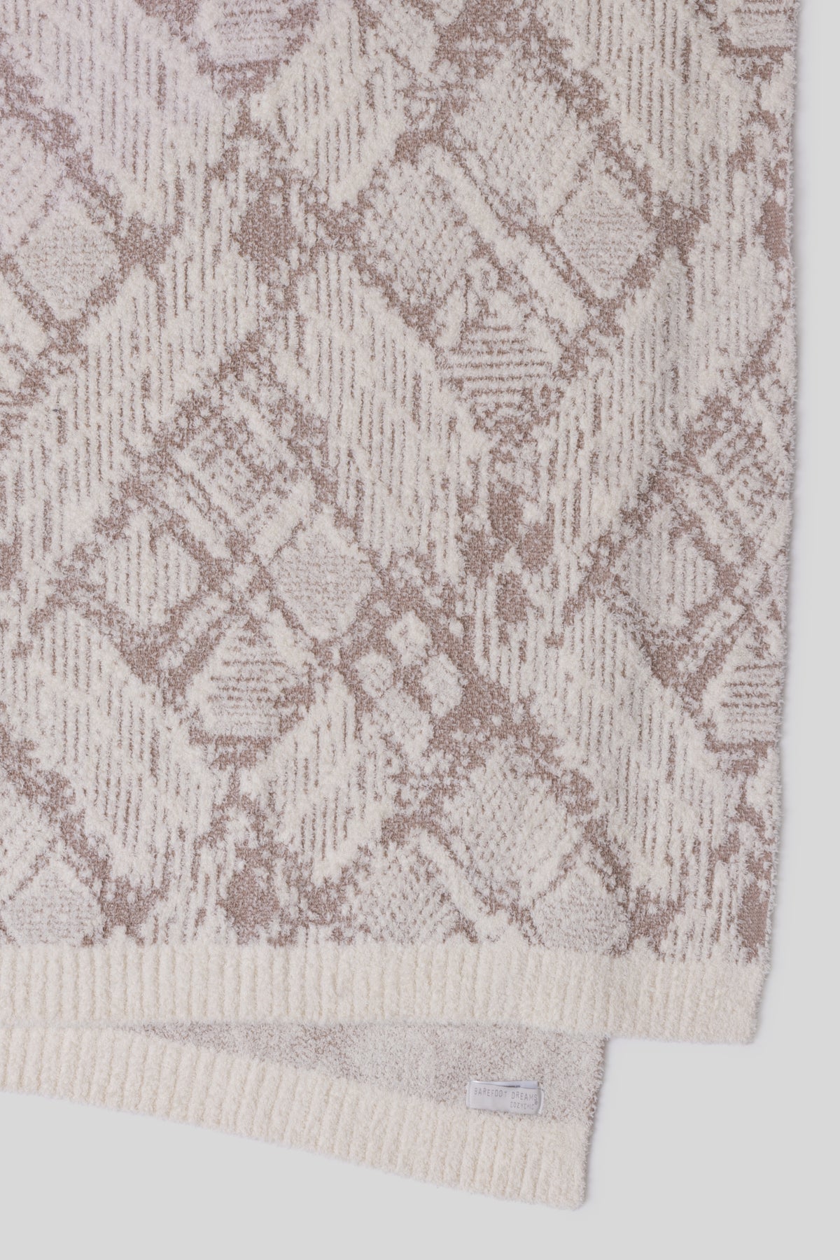 CC Cotton Graphic Texture Throw - Cream/Taupe