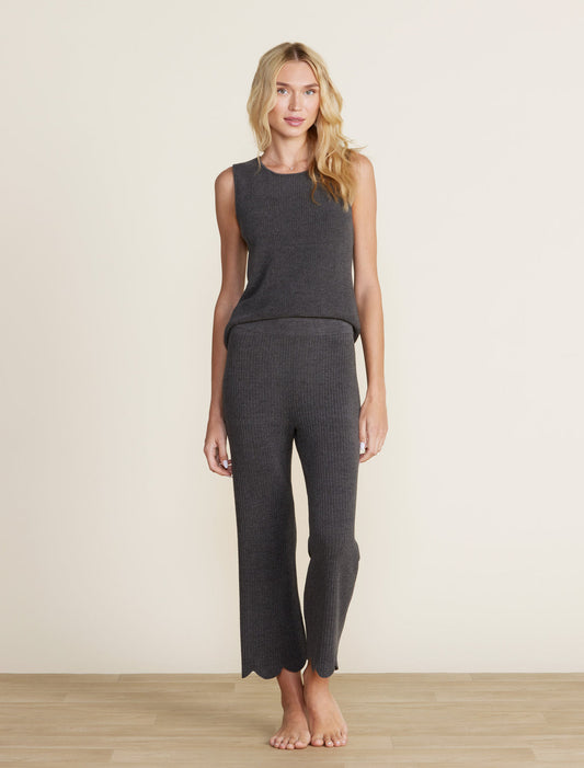 Barefoot Dreams CozyChic Ultra Lite Scallop Crop Pant - Carbon
