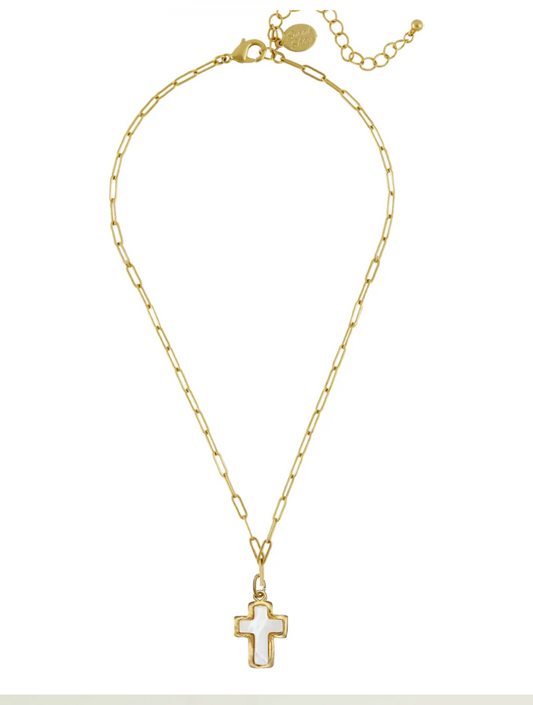 Mother of Pearl Cross Necklace