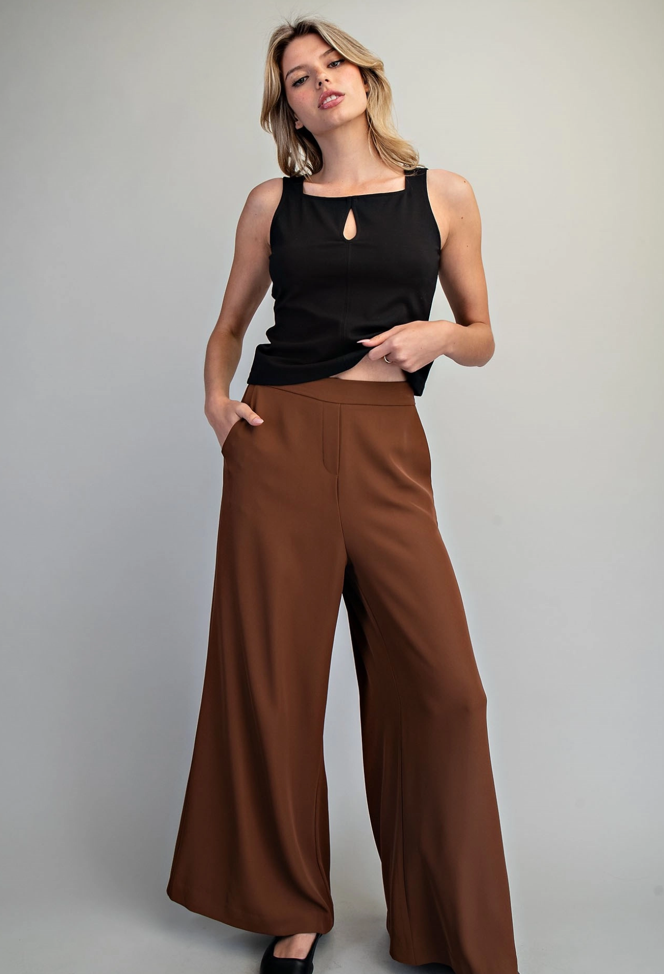 Solid Wide Leg Pants