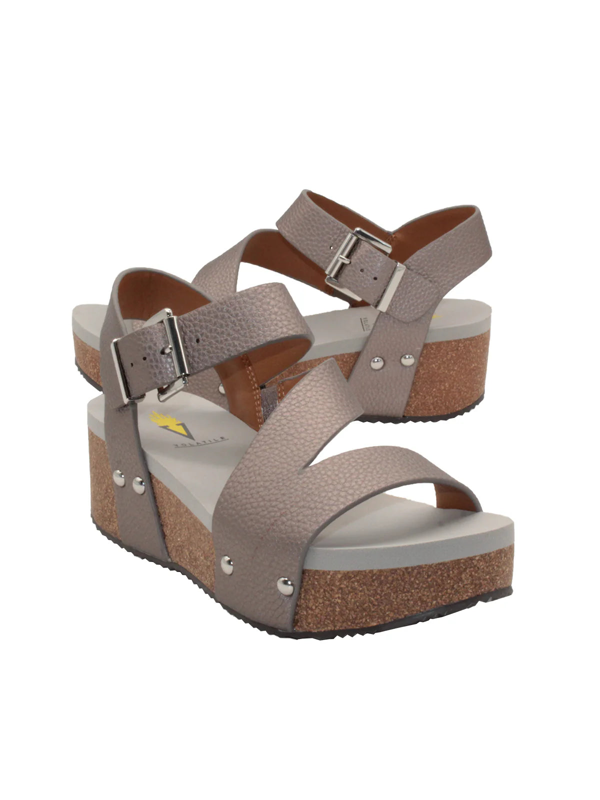 Biloxi Vegan Faux Leather Strap Sandal - Pewter