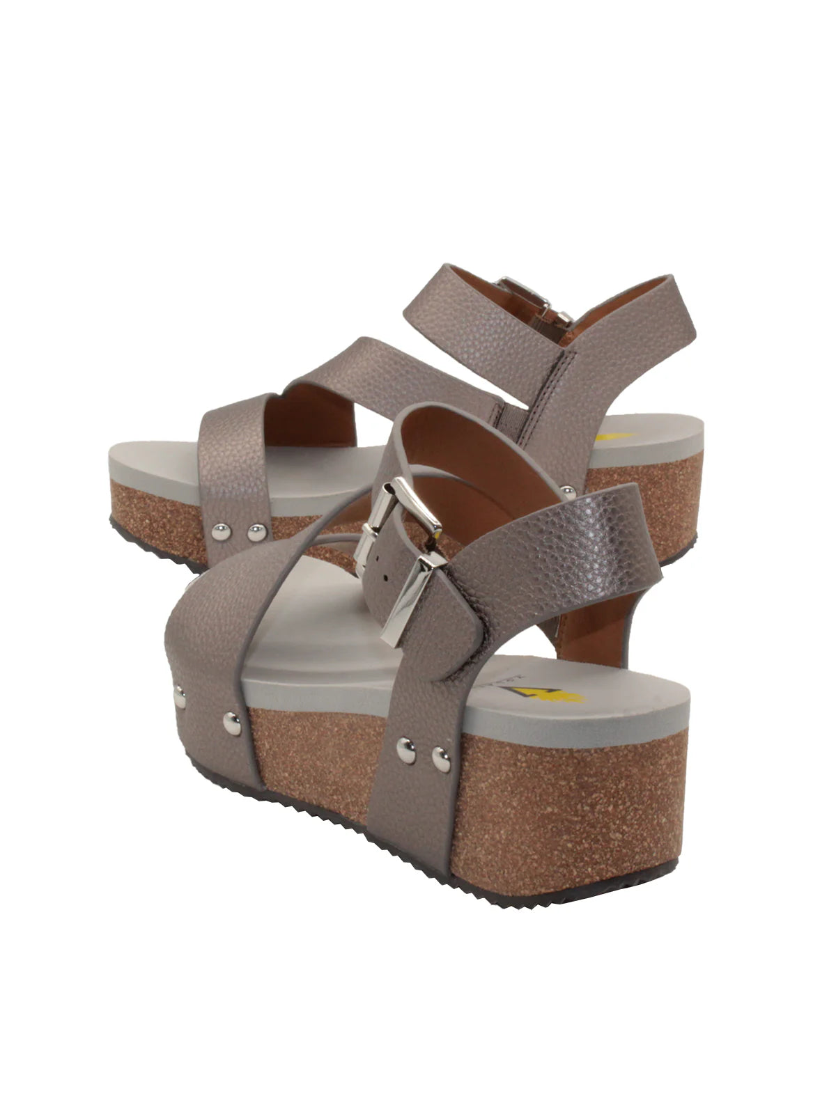 Biloxi Vegan Faux Leather Strap Sandal - Pewter