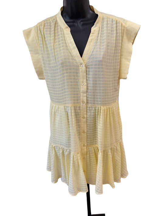 Tiered Cap Sleeve Yellow Dress