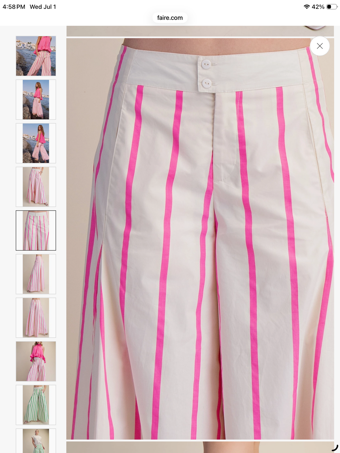 High Waist Pop Color Stripe Pants