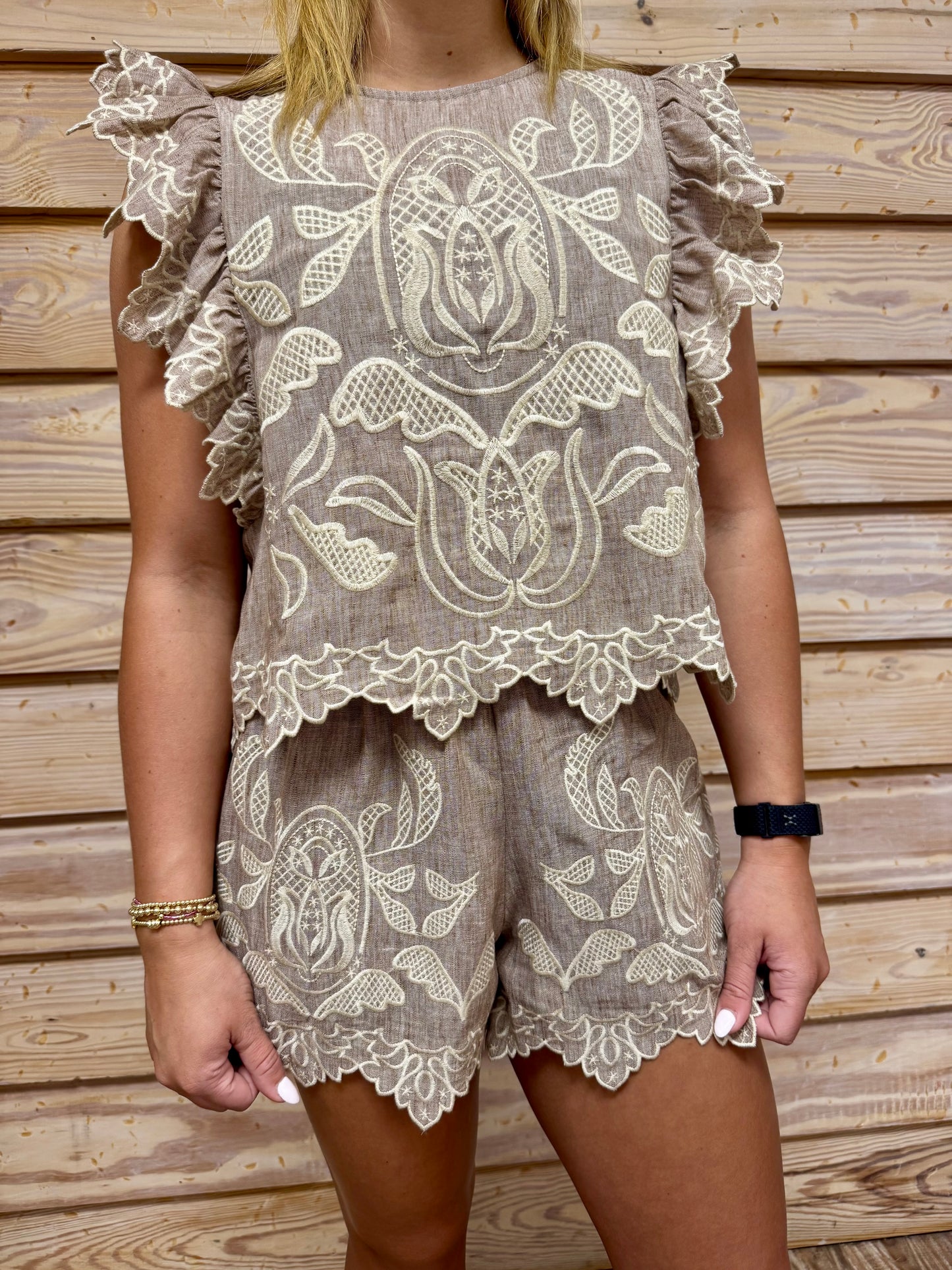Flutter Sleeve Short Set