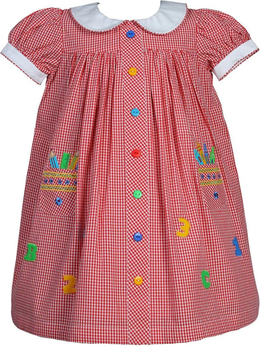 Red Gingham ABC's Crayon Dress