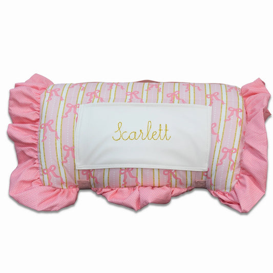 Pink Bows Ruffle Nap Mat