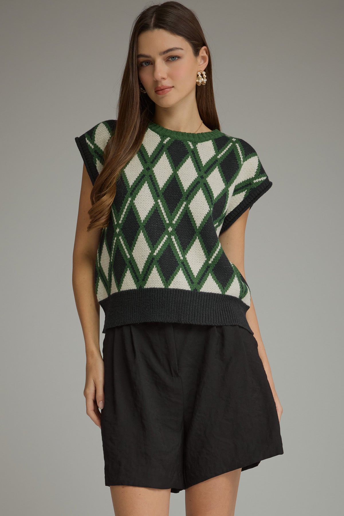 Diamond Knit Top - Green