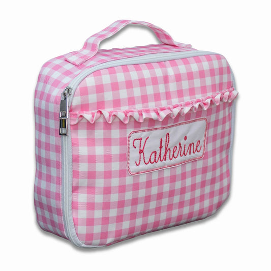 Pink Gingham Lunch Box