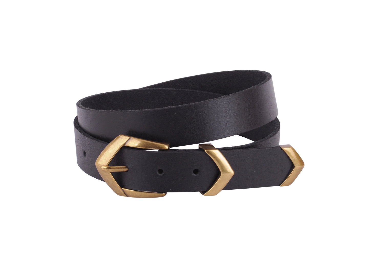 Chevron Buckle Black Leather Belt